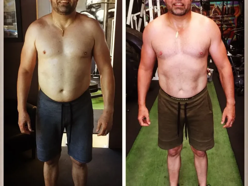 Jean-Luc before and after a 13-day Xtreme Athlete transformation
